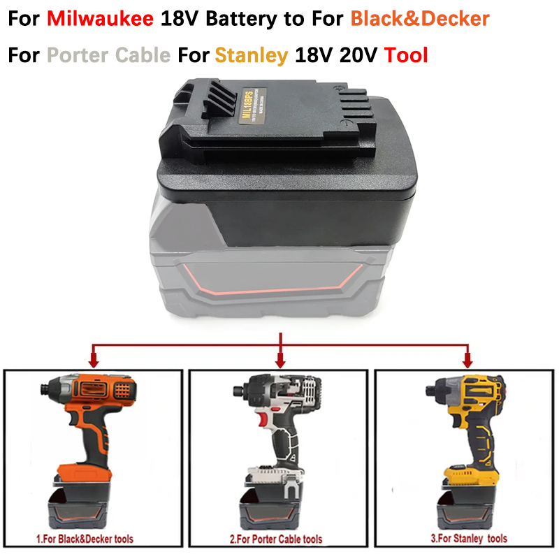 Black+Decker Tool 20V Max - MIL18BPS-Battery Adaptador para Milwaukee M 18